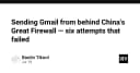 Thách thức kết nối: Phân tích 6 nỗ lực gửi Gmail từ sau Great Firewall của Trung Quốc