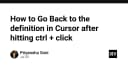 Làm chủ Cursor IDE: Kỹ thuật điều hướng ngược sau khi truy vết định nghĩa code