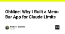 OhNine: Giải pháp Menu Bar tối ưu để kiểm soát giới hạn sử dụng Claude AI