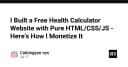 Xây dựng website công cụ Health Calculator bằng thuần HTML/CSS/JS và chiến lược kiếm tiền hiệu quả